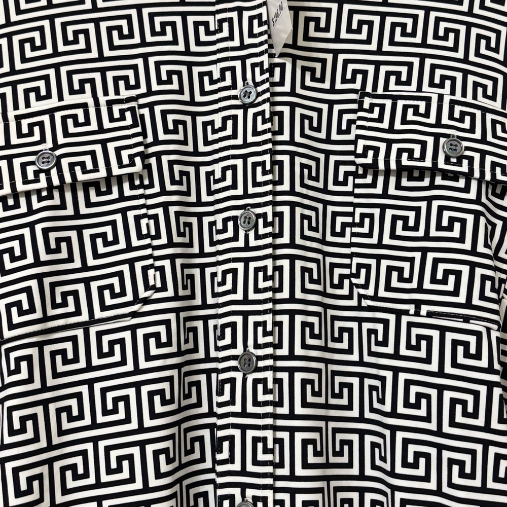 NWT Women's J. McLaughlin Belted Shirt Button Down Dress Black & White XL - Picture 4 of 8